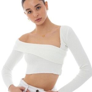 Are You Am I Asymmetrical Top Sweater BLACK